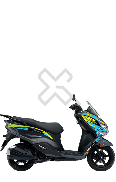 Grayfixx Half Body Sticker Compatible with Burgman Street 125 | Made In Premium Gloss Vinyl With FPF(Fade Protection Film), Water Proof, Precut Sticker, Pack Of 1 Compatible with Both Side
